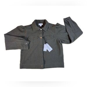 For The Republic Women’s Crop Utility Jacket Small Green Button Front NWT